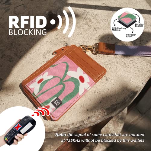 Image of Credit Card Holder Wallet for Women Slim Minimalist Wallet RFID Blocking Leather Wallets Elastic Front Pocket Wallet for Women with Zipper Pocket