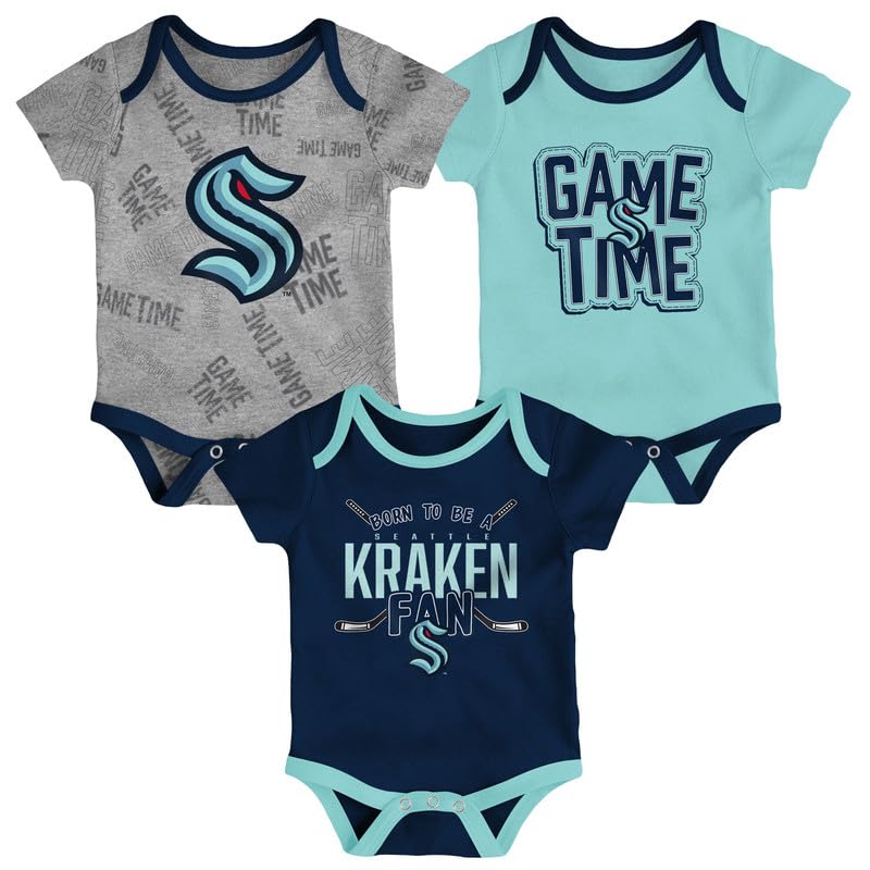Image of Outerstuff NHL Newborn Infants Game Time 3 Pieces Onsie Creeper Bodysuit Romper Set