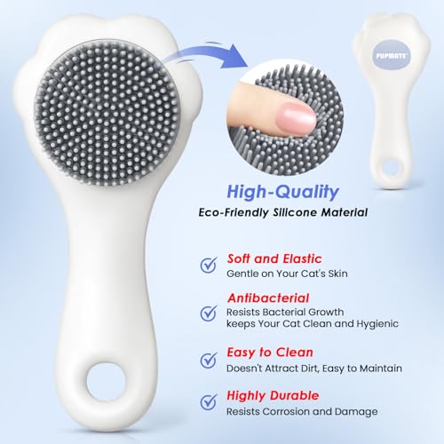 Image of Waterless Cat Shampoo with Cat Brush - No Rinse Foam Dry Shampoo | Deep Cleansing Relieves Itchy Skin & Shedding | Gentle, pH-Balanced for Kittens Sensitive Skin | 2 Shampoo*1 Brush