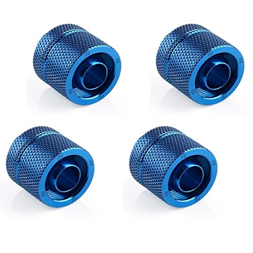 Bitspower G1/4インチ~3/8インチ 内径、外径5/8インチ 圧縮継手 ソフトチューブ用 CC3アルティメイト ロイヤルブルー 4個パック