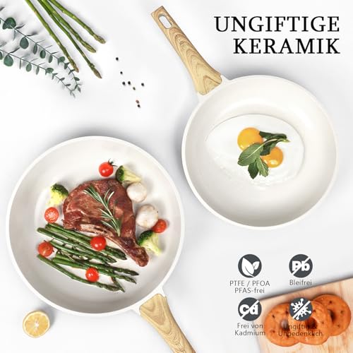 GiPP Granit-Antihaft-Bratpfanne,Gesunde und ungiftige Pfanne,induktionsgeeignet,PFAS und PFOA-frei,spülmaschinenfest,mit Ergonomischer Griff (Weiß,24cm) 6