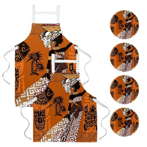 Tablier de cuisine pour pâtisserie et nettoyage lot de 2 pièces à motif