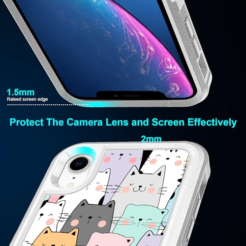 Case for iPhone Xs, Cute Cats Funny Pattern Shock-Absorption Hard PC and Inner Silicone Hybrid Dual Layer Armor Defender Case for Apple iPhone X and iPhone Xs - image 5