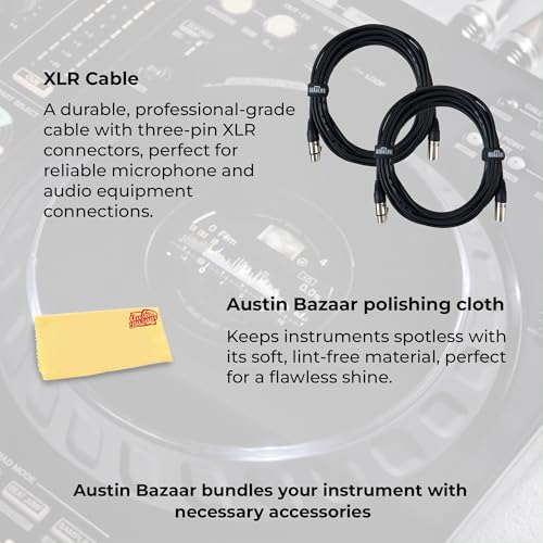 Image of Pioneer DDJ-REV7 Scratch-Style 2-Channel Professional DJ Controller Bundle with Case, HDJ-X5-K Headphones, XLR Microphone Cable, TRS to Dual TS Breakout Cable, and Austin Bazaar Polishing Cloth