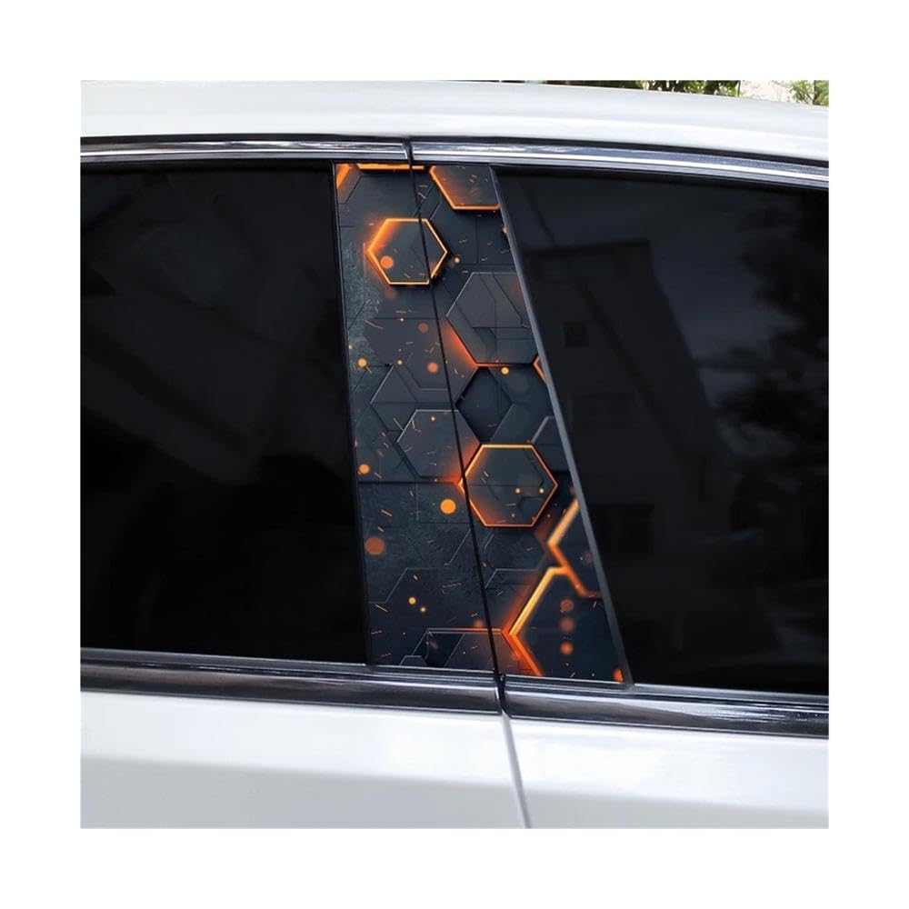 Bertdcx F 2Pcs Honeycomb Waterproo Vinyl Car Sticker Diy Car Door Pillar Decorative Sticker Auto Parts(F)