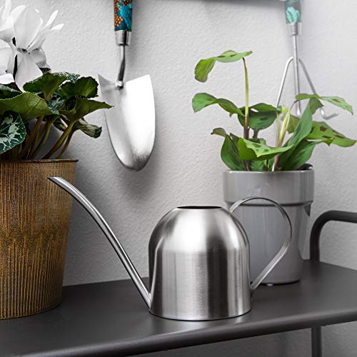 Homarden 30oz Metal Indoor Outdoor Plant Watering Can for House Plants (Stainless Steel) - Thumbnail 2