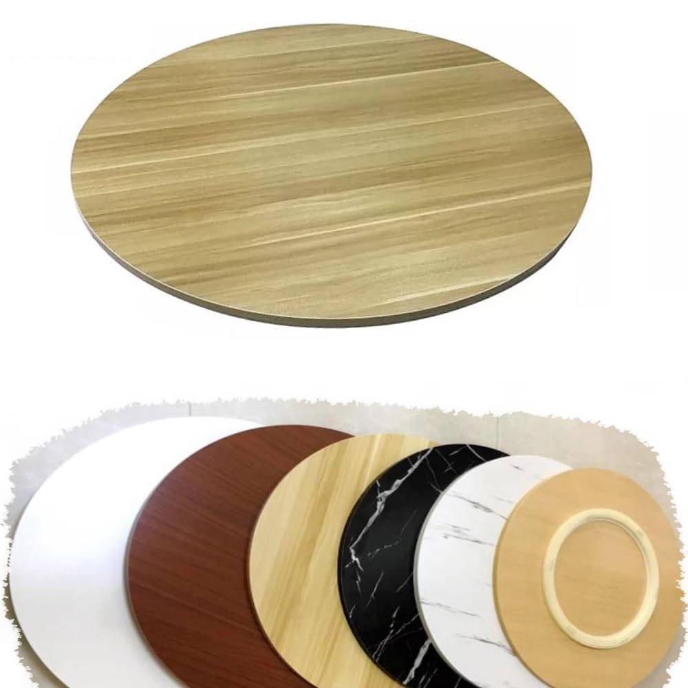 CIOINTNFCG 20in 30in 40in Dining Table Serving Tray Wood Lazy Susan Rotating Plate Large Tabletop Turntable Round Kitchen Table Swivel Tray(Light walnut,50cm/20in)