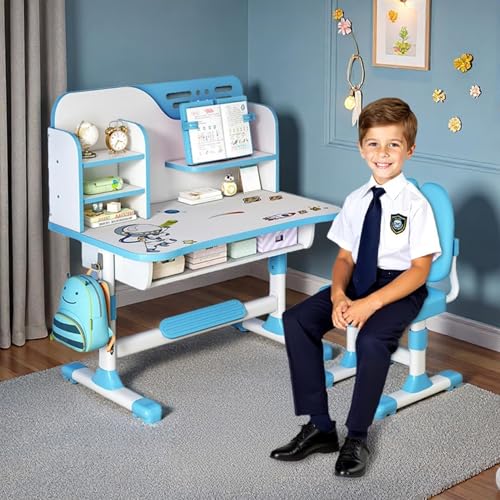 Kinderschreibtisch - Stuhl-Set, höhenverstellbar, Schultisch für Kinder, Geschenk inklusive großem Schreibbrett