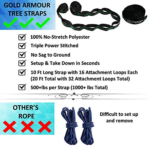 image for Gold Armour Camping Hammock - XL Double Hammock Portable Hammock Campi