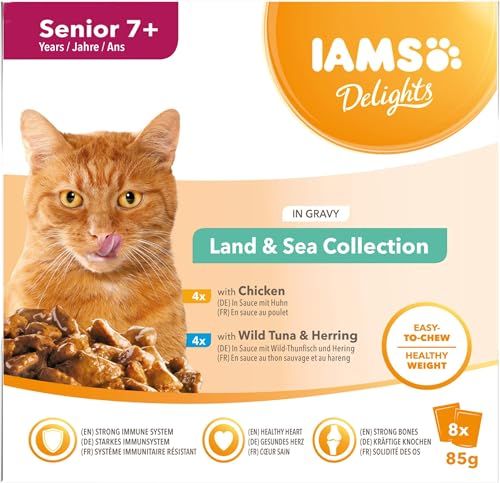 IAMS Delights Senior 7+ Cat Land & Sea Collection In Jelly 8 x 85g