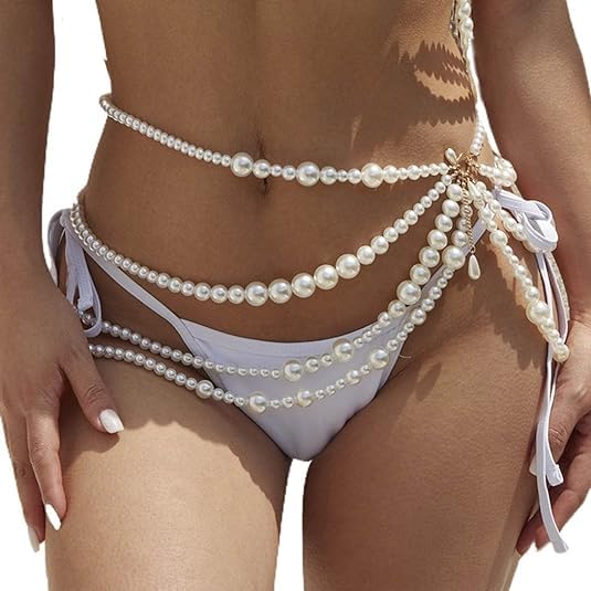 Pearl Waist Chain Pearls Body Jewelry Belly Body Chain Dress Pearl Belt Summer Beach Body Accessories4