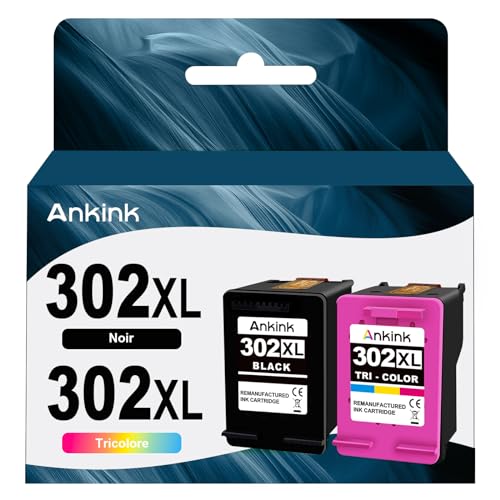 Cartouche d'encre HP 302XL compatible imprimante OfficeJet 3830 DeskJet 3630 Envy 4520 ANKINK pack