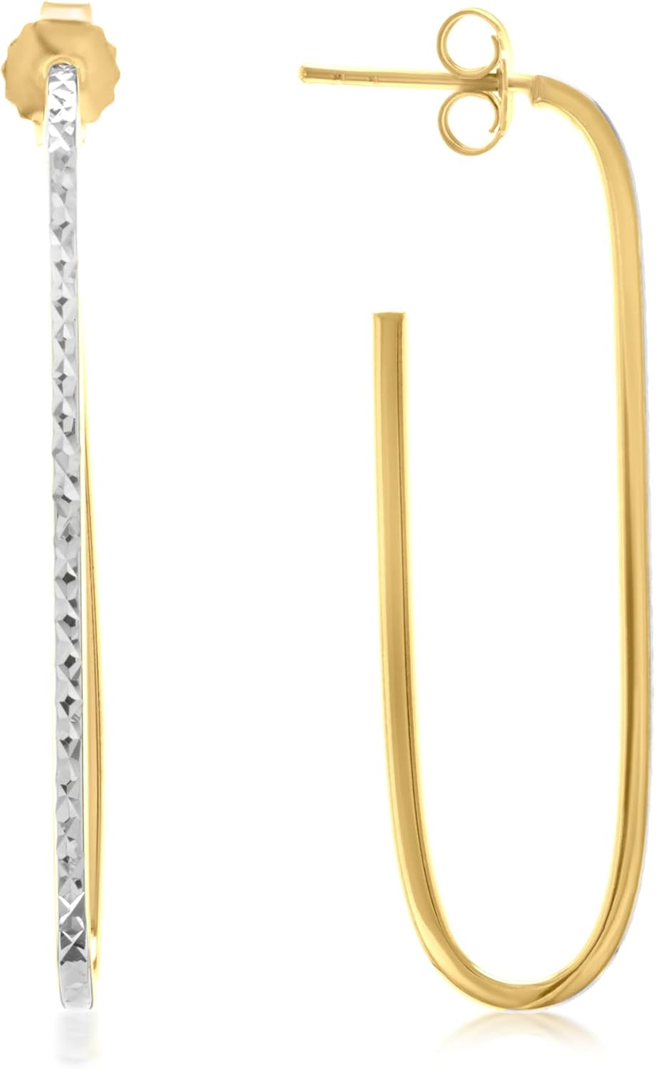 Judy Crowell Jewelry Sterling Silver and Rhodium Diamond Cut Rectangle Hoop Earrings