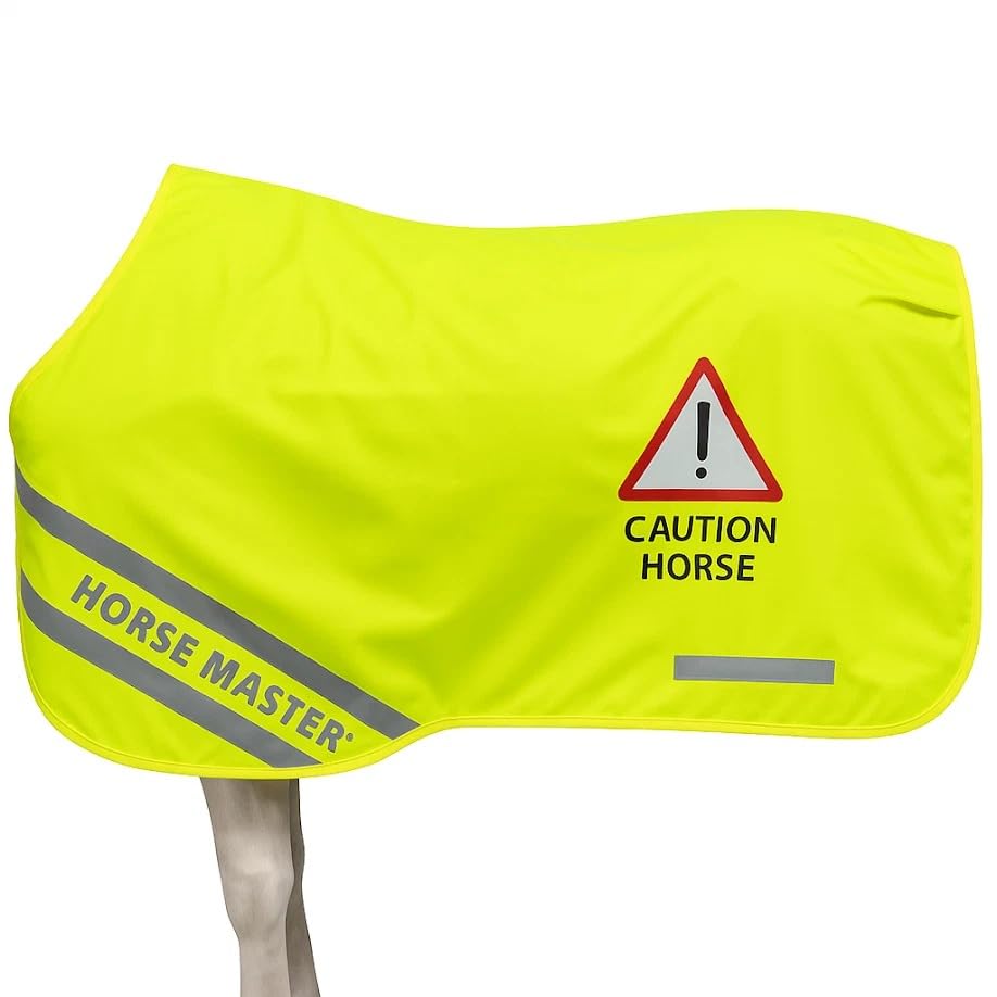 Horsemasters Caution Exercise Ride-On Sheet – High Visibility Reflective Horse Rug – Waterproof Lightweight Safety Gear for Riding & Training – Hi-Viz Reflective Exercise Sheet for Horses