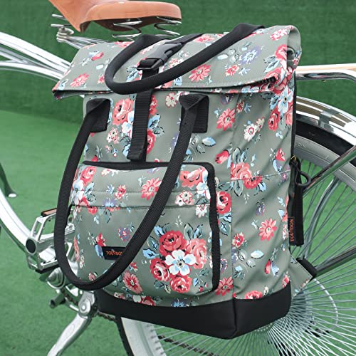 Tourbon Nylon Roll-Top Clip-On Bike Panniers Women's Shoulder Tote Bag (Grey) #TOP6