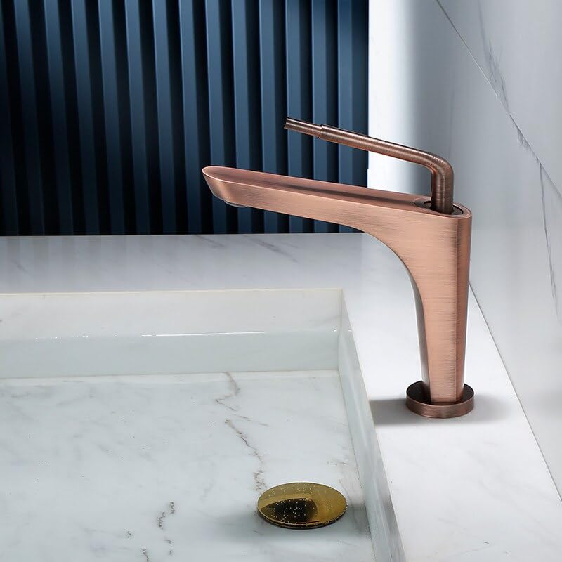 Mitigeur de lavabo en laiton bronze rouge pour salle de bain rétro