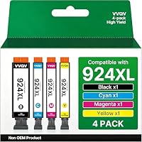 VVQV 924e Druckerpatronen mit Chip Kompatibel für HP 924 Patronen Multipack XL für HP OfficeJet Pro 8120e Patronen 8122e 8130e 8124e 8125e 8132e 8134e 8135e 8138e 8139e (B/C/M/Y, 4 Pack)