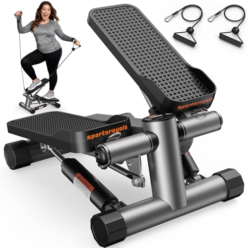 SPORTSROYALS Twist Stepper/Mini Stepper,Steppers for Exercise at Home,Stair Stepper with Resistance Bands for Full Body Workout, 660lbs Weight Capacity