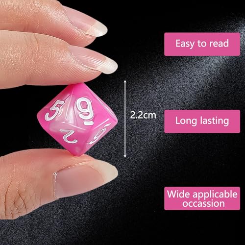 Würfel d10,Transparent Polyhedral Dice 10 Pack Blau 10 Seitige Würfel für DND MTG RPG Dungeons und Dragons Party Familiy Gathering Table Games 22mm