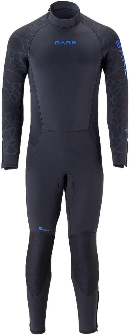 BARE 5MM Men's Velocity Ultra Full 2.0 Wetsuit | Unique Omnired Material Woven into The Torso for Added Warmth | Full Stretch Neoprene | Blue, ML
