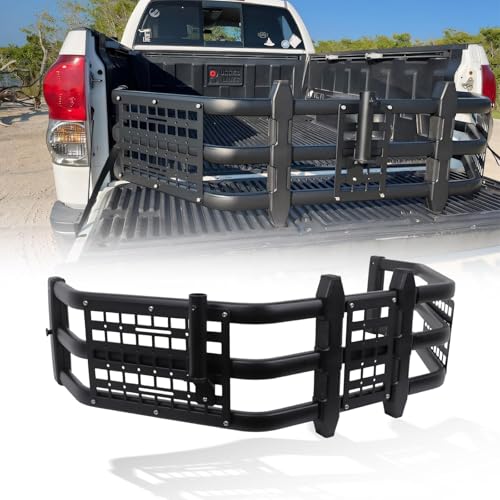 Trumgeta Truck Bed Extender for Ford F-150 2015-2026, Tailgate Mount Cargo Extension with MOLLE Panel and Flag Pole Mount, Fold-in/Fold-Out Pickup Storage