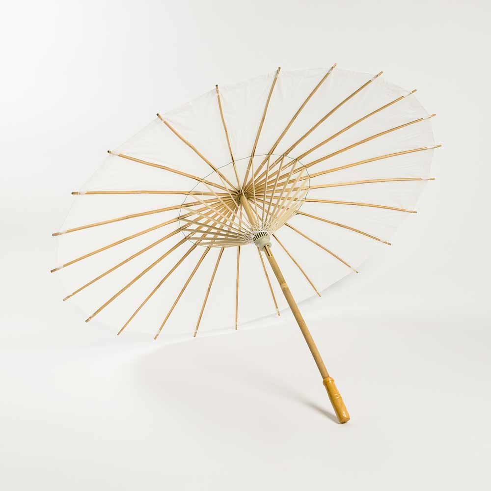 Luna Bazaar 32-Inch White Paper Parasol Umbrella (4-Pack) - Chinese/Japanese Paper Umbrella