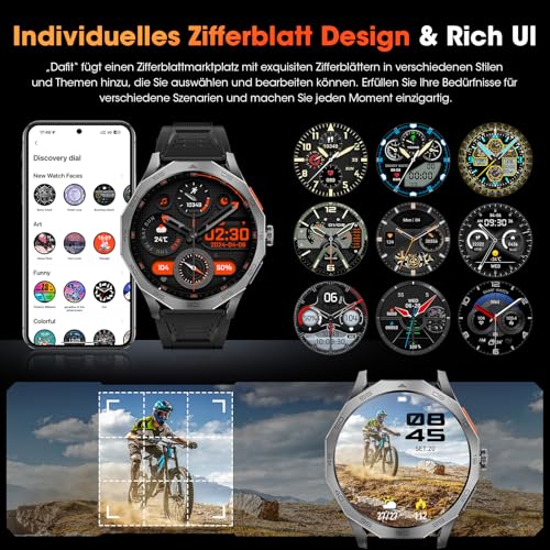 Smartwatch Herren 1,85" HD Ultra Screen Touchscreen 710mAh Akku Smart Watch Herren für Android iOS (Bluetooth Anrufannahme/Anrufe) Fitness-Tracker mit 100+ Sportarten – Bild 6