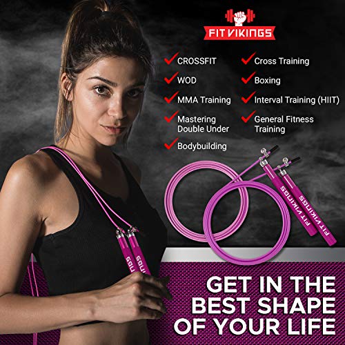 Jump Rope with 2 Adjustable Speed Rope Cables - Weighted - Skipping Rope for Men, Women and Kids - Jumping Rope for CrossFit, Boxing, MMA, Fitness Workout, Cardio Exercise - Professional Jump Ropes