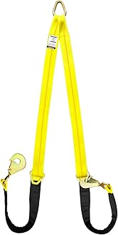 SENKEYFE Axle V-Bridle Strap, 2" x 4' With 4700LBS Capacity, Tie Down With Snap Hooks, Cordura Sleeve, D Ring Middle - for ATV, Car, Truck Recovery, Tow Trailer