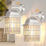 WIHTU Silver Exterior Lighting Fixtures Wall Mount, Dusk to Dawn Outdoor Porch Wall Lights, Sensor Wall Lantern Wall Lamp Set of 2, Waterproof Wall Sconce, Outside Lighting for Garage, Front Door