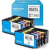 myCartridge Upgraded Chips 950xl 951xl Compatible Ink Cartridges Replacement for HP 950 XL 951 XL Combo(2 Black 2 Cyan 2 Magenta 2 Yellow,8-Pack) High Yield Fit OfficeJet Pro 8600 8610 8630 8100 251dw