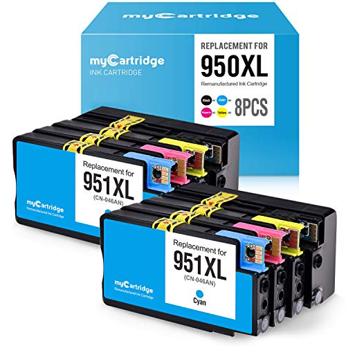 myCartridge Upgraded Chips 950xl 951xl Compatible Ink Cartridges Replacement for HP 950 XL 951 XL Combo(2 Black 2 Cyan 2 Magenta 2 Yellow,8-Pack) for OfficeJet Pro 8600 8610 Printer Ink
