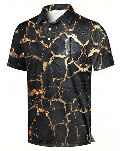 Camiseta polo para hombre, estampado de cruz y fe, manga corta, diseño gráfico cristiano integral, corte regular miniatura 1