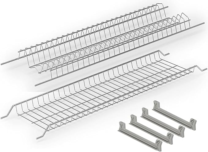 VI.TEL. Kit égouttoir à vaisselle 76 cm en acier chromé protégé par encastrement pour meuble mural 80 cm grille porte-assiettes fil rond fabriqué en...
