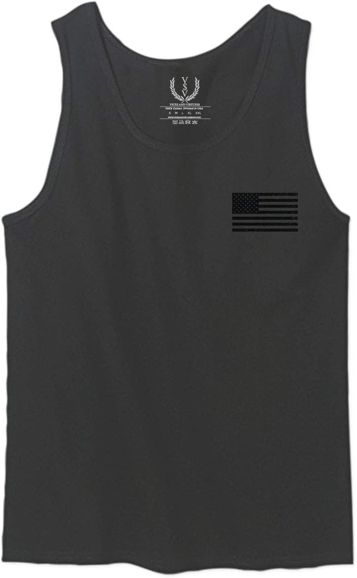 0021. Vintage American Flag United States of America Military us USA Patriotic Style Men's Tank Top - Image 2