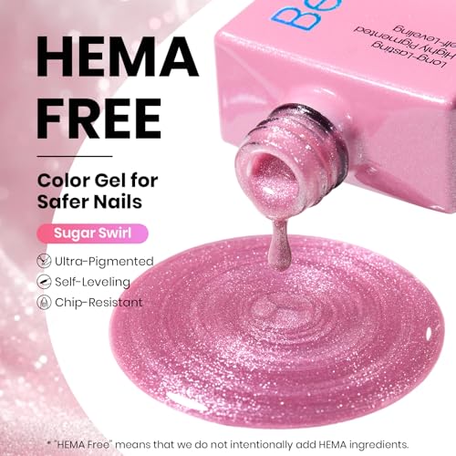 Image of Beetles Sugar Swirl Pink Cat Eye Gel Nail Polish - 15ML Full Size Pink Cat Eye Gel Polish Glitter Magnetic Translucent Glassy Effect Soak Off UV French Nail Art Manicure Gifts for Wome