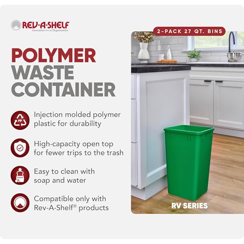 Caneca de basura rectangular de plástico 27 qt verde 2 unidades miniatura 2
