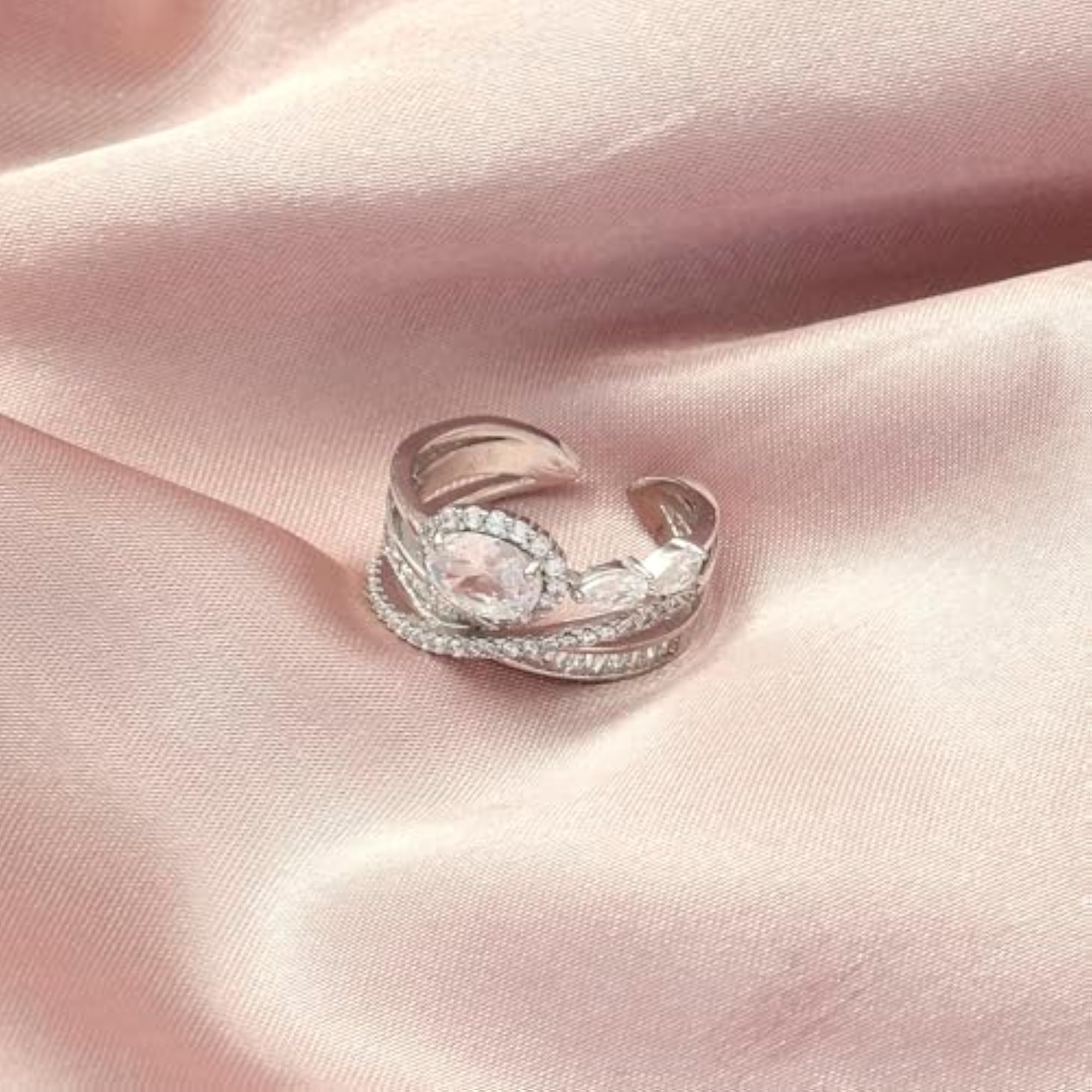 Women's Anti Tarnish Royal Diamond Crown Adjustable Ring