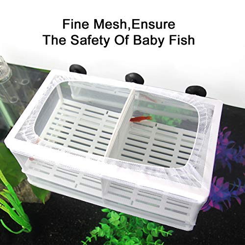 Senzeal Aquarium Fish Breeder Box Fish Fry Hatchery Incubator Net Nylon Isolation Mesh With 3Pcs Pipette (Large) #TOP4