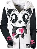 Killer Panda Sweat À Capuche Mase Femme Sweat-Shirt zippé à Capuche Blanc/Noir M