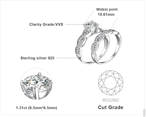 Miniatura 2 de JewelryPalace Wedding Bands Engagement Rings for Women 14K Gold Plated 925 Sterling Silver Cubic Zirconia Promise Rings for Her Infinity Anniversary