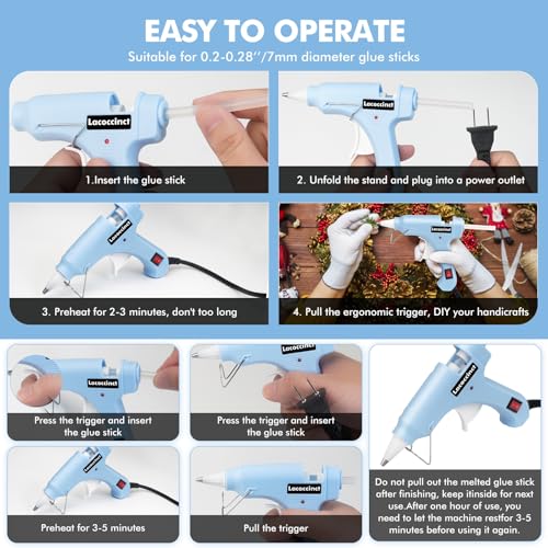 Image of Hot Glue Gun Kit with 30 Glue Sticks, 20W Mini Glue Gun Set (Light Blue) | Fast Preheating, Compact, Hot Melt Glue Gun Ideal for School Classroom Crafts DIY Arts and Quick Home Repairs