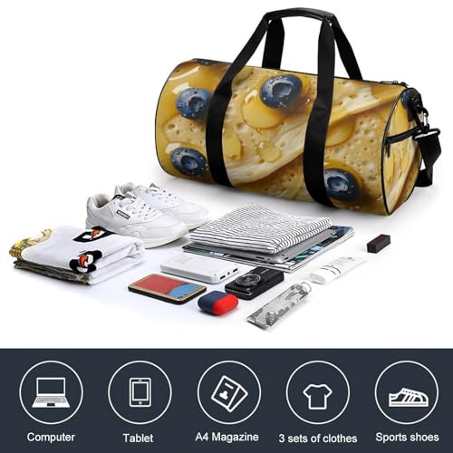 Blueberry Pancakes Gym Bag Lightweight Carry On Duffel Bag Athletic Sports Travel Bag Weekender Bag for Men Women4