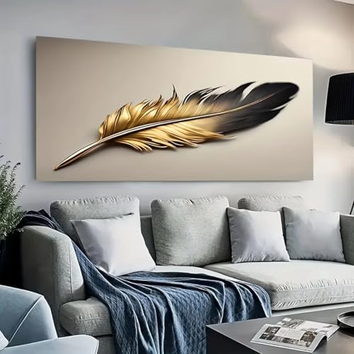 Toile murale plumes noires dorees pour transformer une decoration de chambre terne