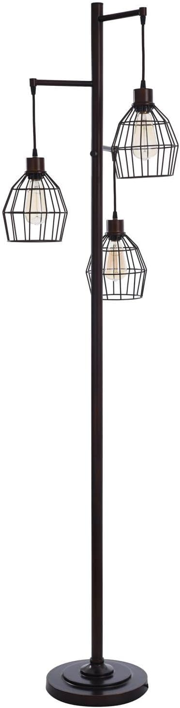 Stylecraft Three Light Pendant Floor Lamp with Cage Shade