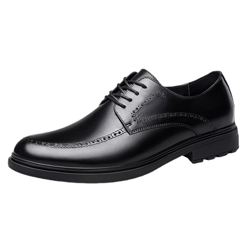 Men's Genuine Leather Oxford Shoes Non-Slip Fashion Wingtip Derby Shoes Modern Pointed Toe Brogues Shoes Prom Formal Business Casual Derby Shoes