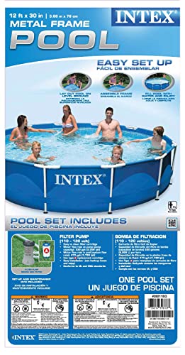 Intex 12Ft X 30In Metal Frame Above Ground Round Family Swimming Pool Set & Pump #TOP6