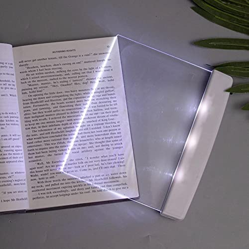 Image of Juesi Flat Book Light Page Book Light for Reading in Bed at Night Clear LED Book Full Page Light Illuminator Panel Plate Lamp Board Wireless (White)
