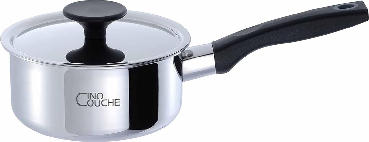 Urushiyama Metal Industries CQC-18S Single Handled Saucepan, 7.1 inches (18 cm), Induction Compatible, 5 Layers Construction, Made in Japan