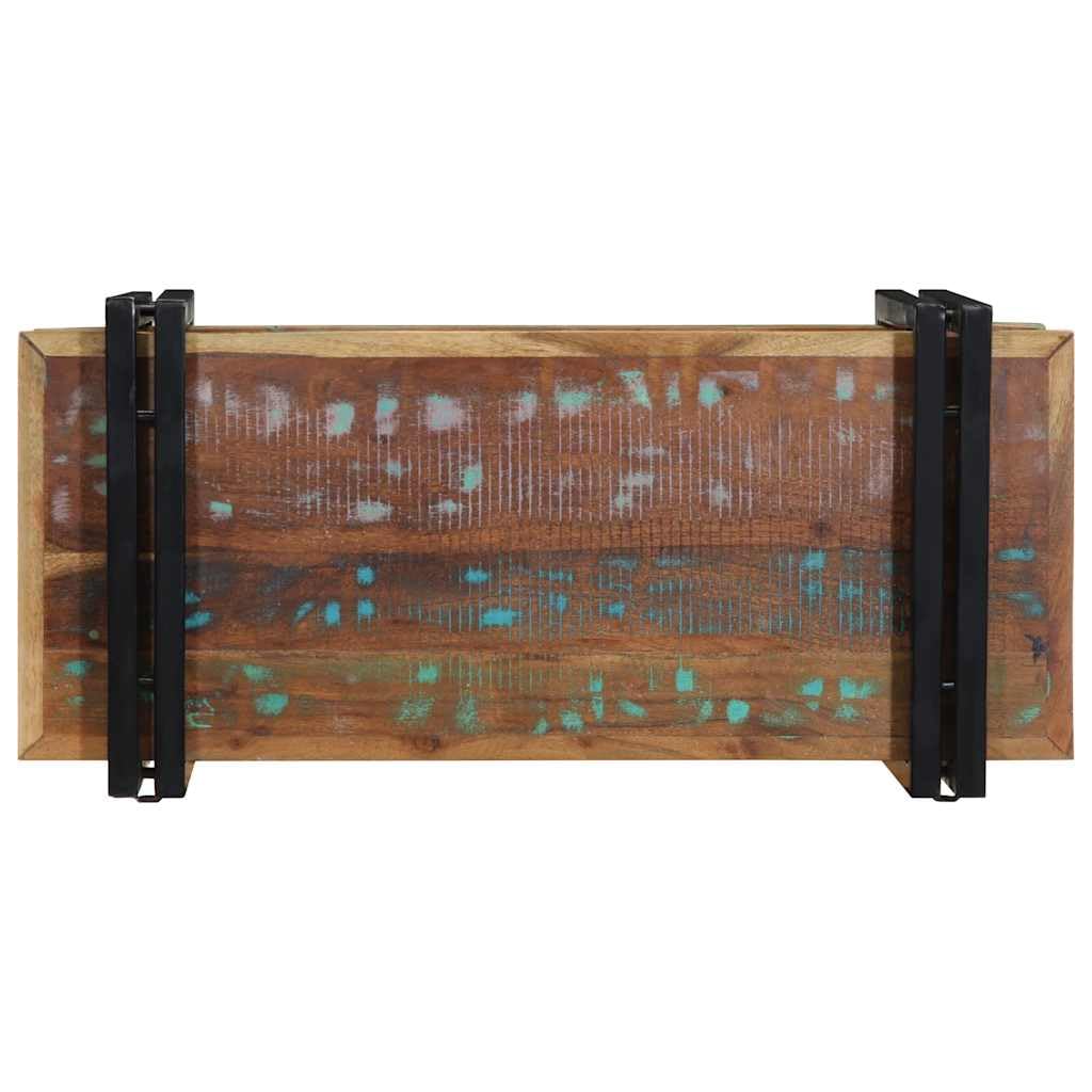 Wandregal Mehrfarbig aus massivem Altholz und Eisen, 70 x 33 x 35 cm, 60 kg Belastbarkeit, platzsparend für Wohnzimmer, Heimkino, Gaming, Aufbewahrung für CDs, Deko und Organizer